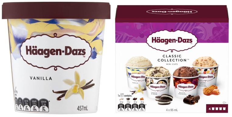 Häagen-Dazs Vanilla 457ml and Häagen-Dazs Classic Collection Mini Cups 4 x 95mL